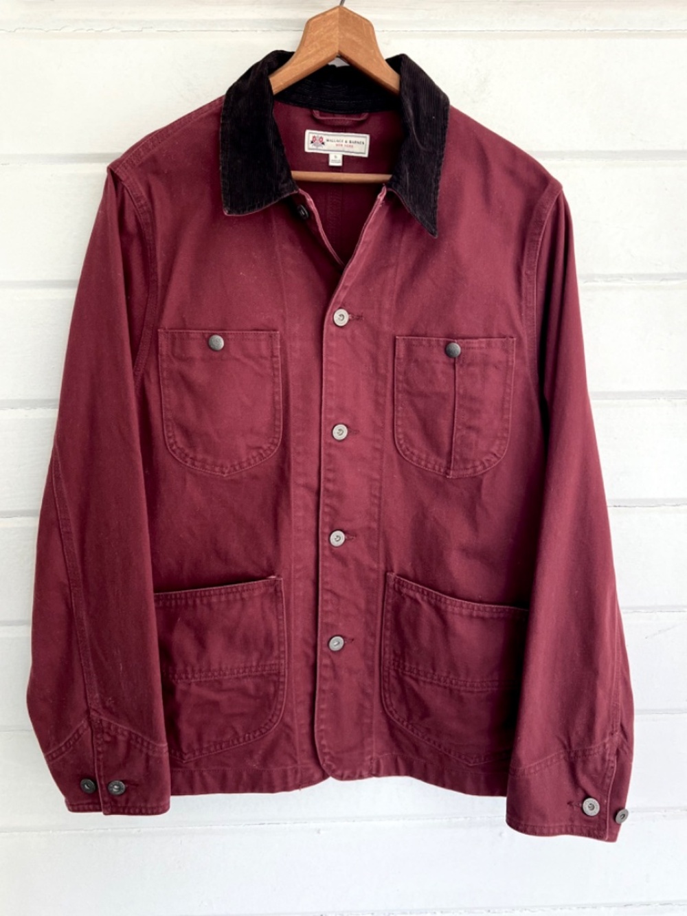 J. CREW WALLACE & BARNES Lightweight Twill Chore Jacket in Burgundy - S - Picture 2 of 9